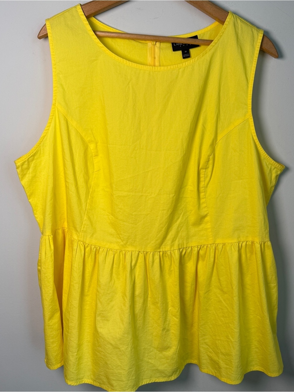 Lane Bryant Yellow Peplum Tank Top Sleeveless Scoop Neck Plus Dopamine Summer 18